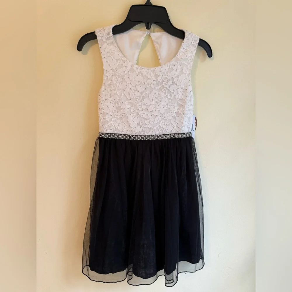 Speechless White Lace and Black Tulle Kids Dress *NEW WITH TAGS*